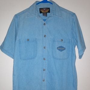 Harley-Davidson Short Sleeve Demin Shirt. Sz Medium